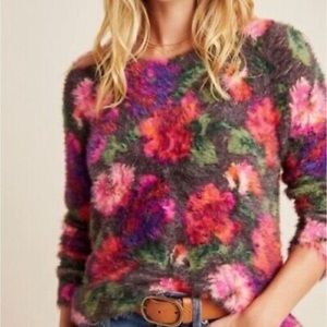 Anthropologie Meadow Rue Ariel
Eyelash Floral Fuzzy Sweater Small Petite